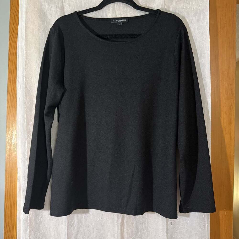 Mario Serrani Italy Black Long Sleeve Knit Top Size Large‎